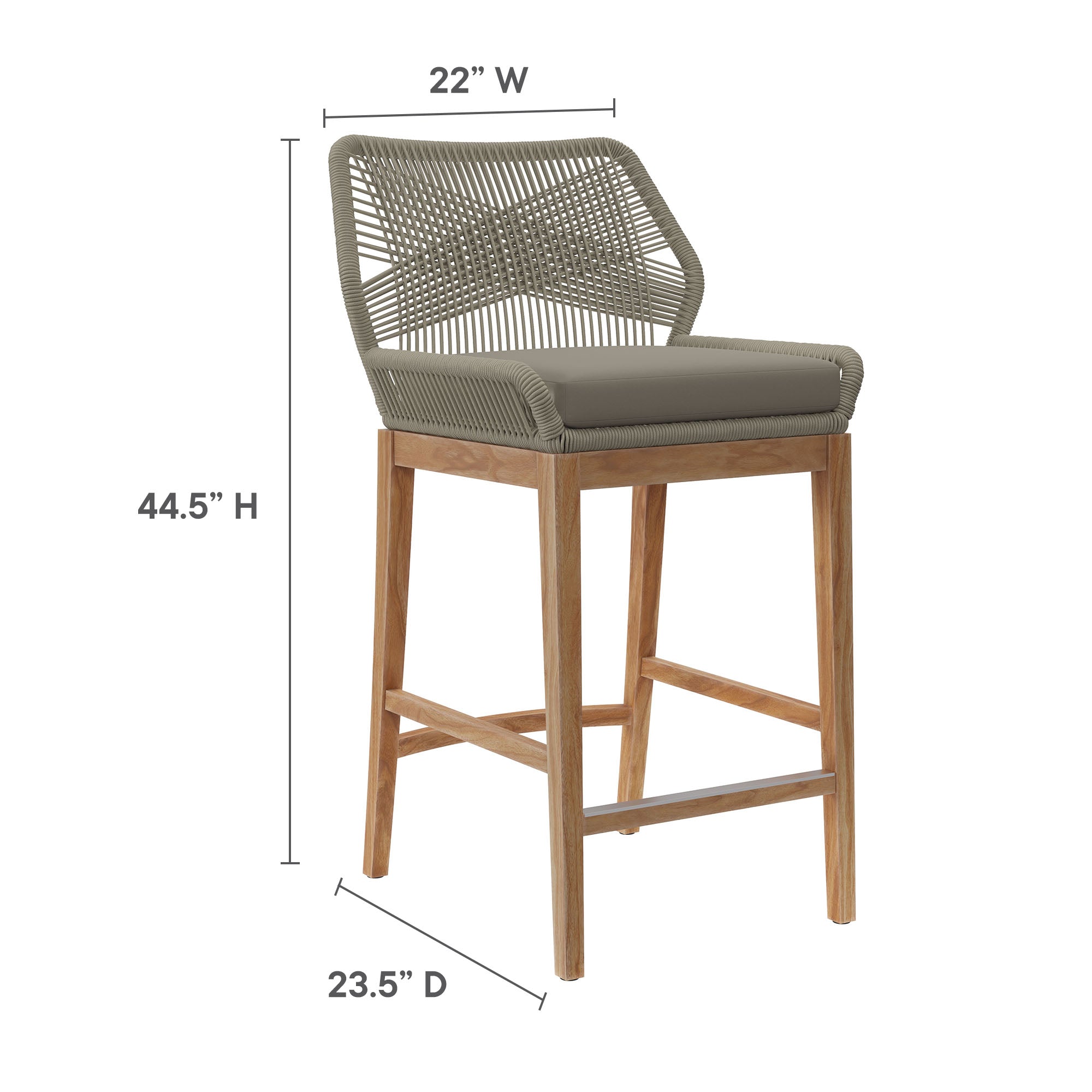 Wellspring 3-Piece Outdoor Patio Teak Wood Bar Set - Light Gray Greige