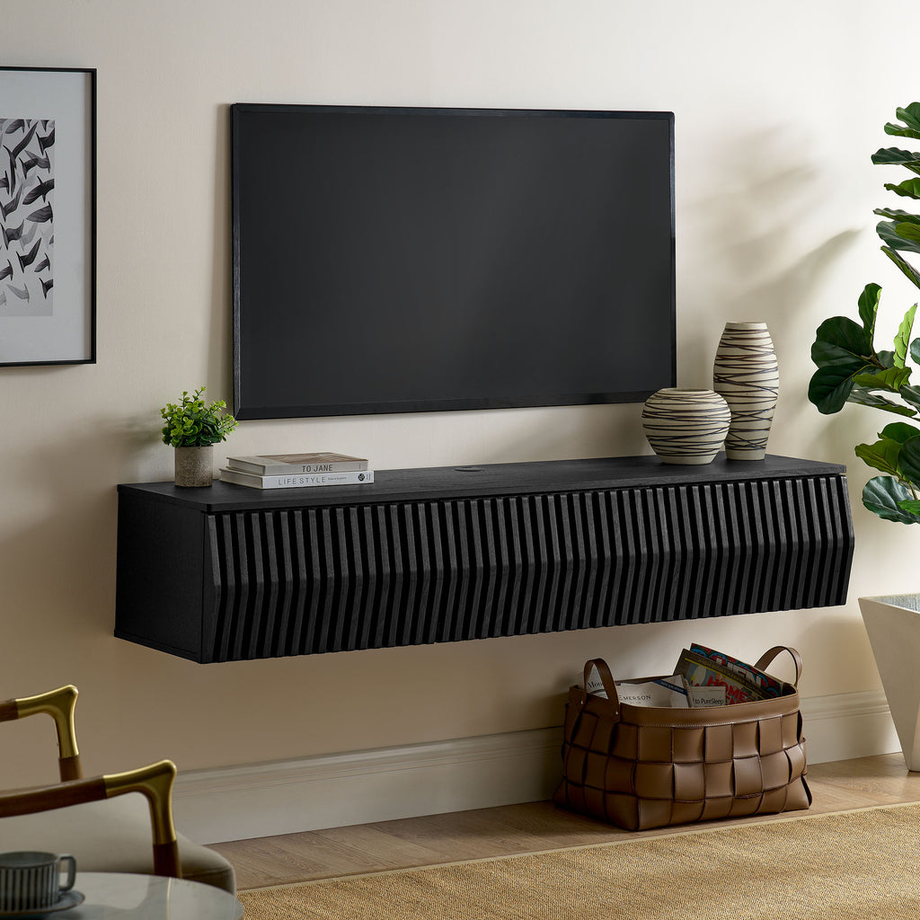 Vaughn 64" Wall Mount TV Stand - Black