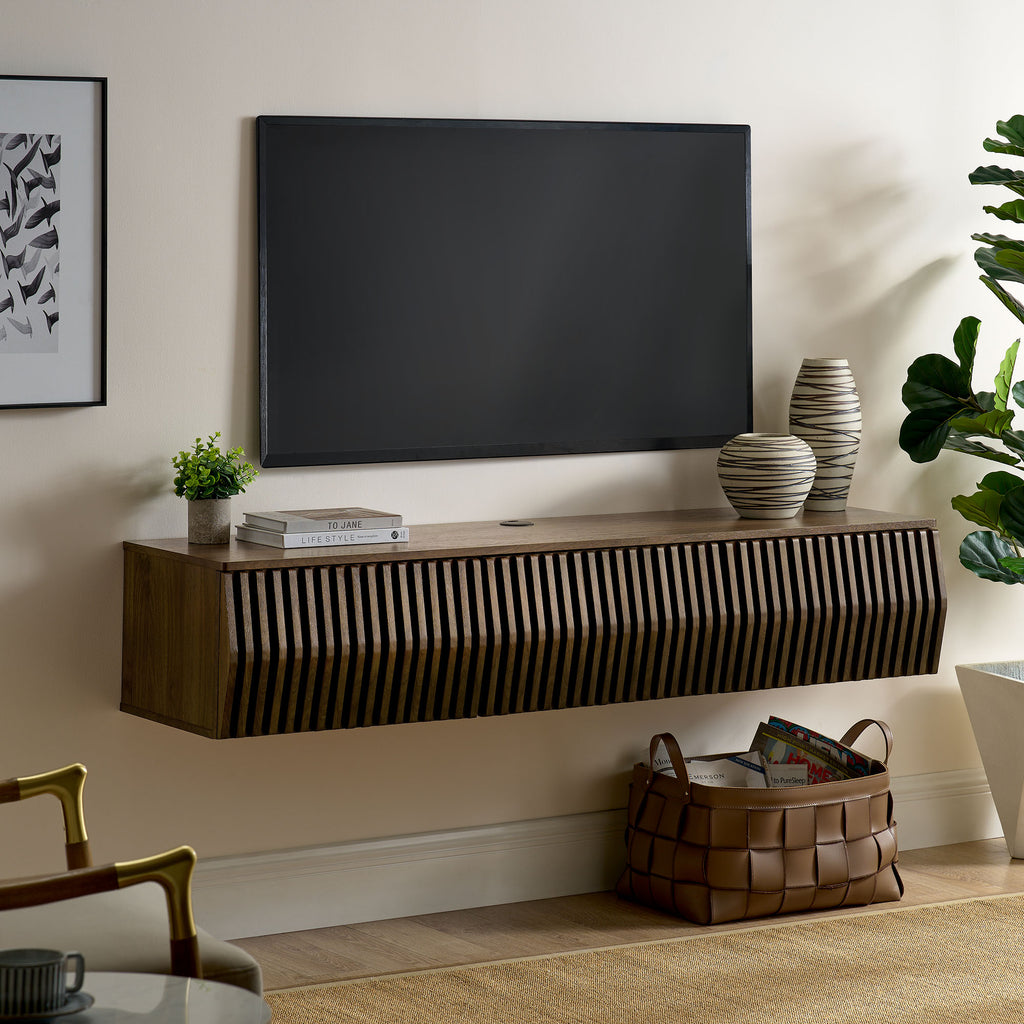Vaughn 64" Wall Mount TV Stand - Walnut
