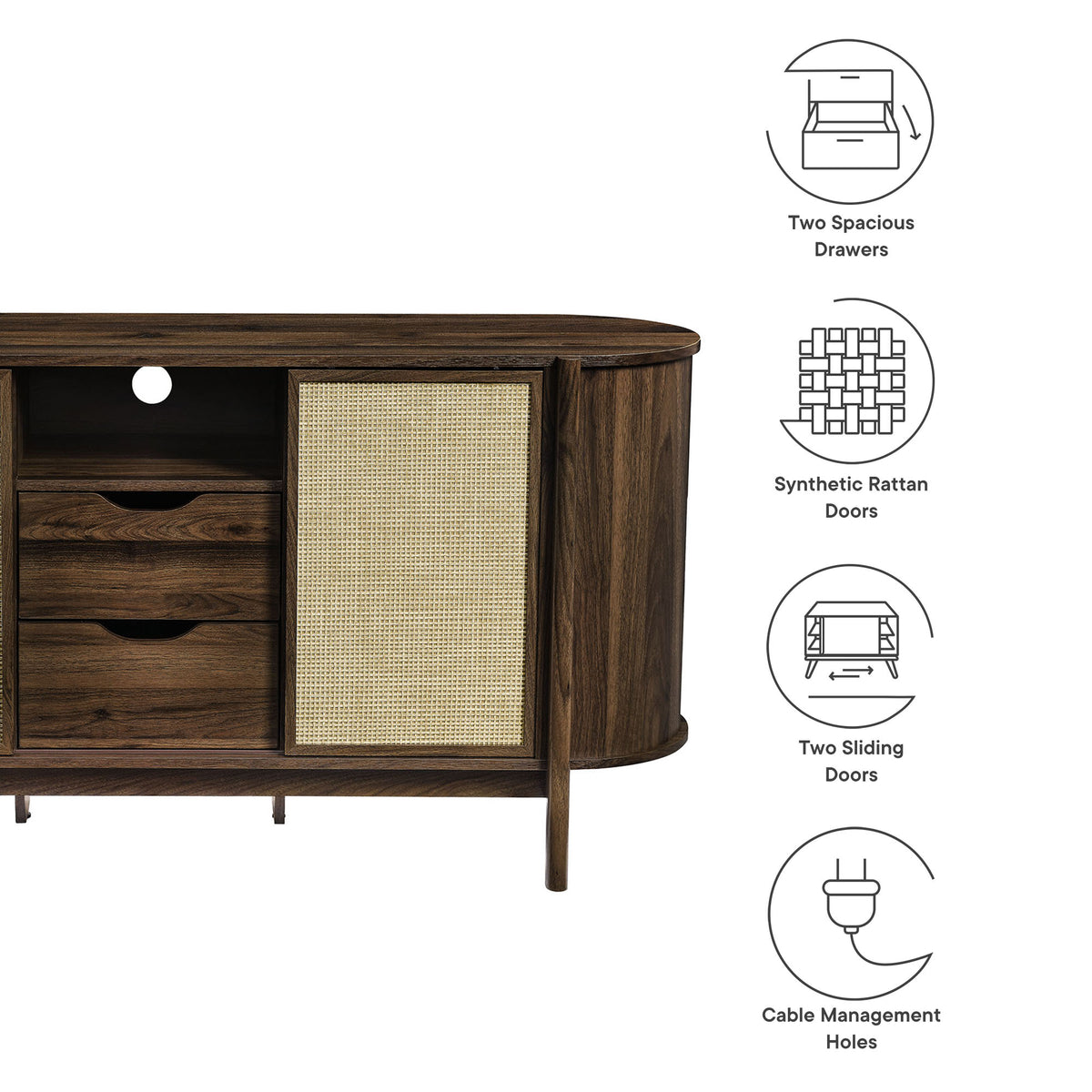 Reid 63" Curved Sideboard - Walnut