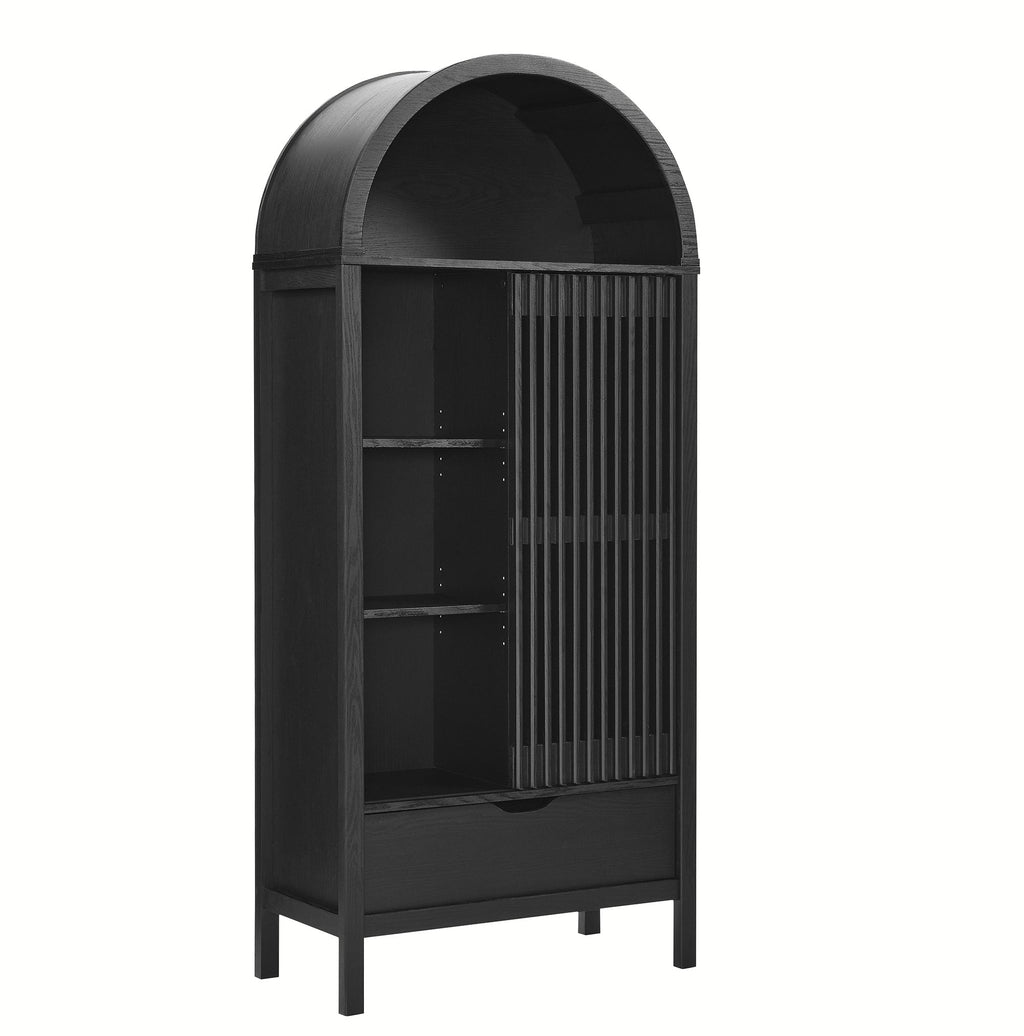 Vaughn 71" Arched Storage Display Cabinet - Black