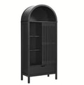 Vaughn 71" Arched Storage Display Cabinet - Black