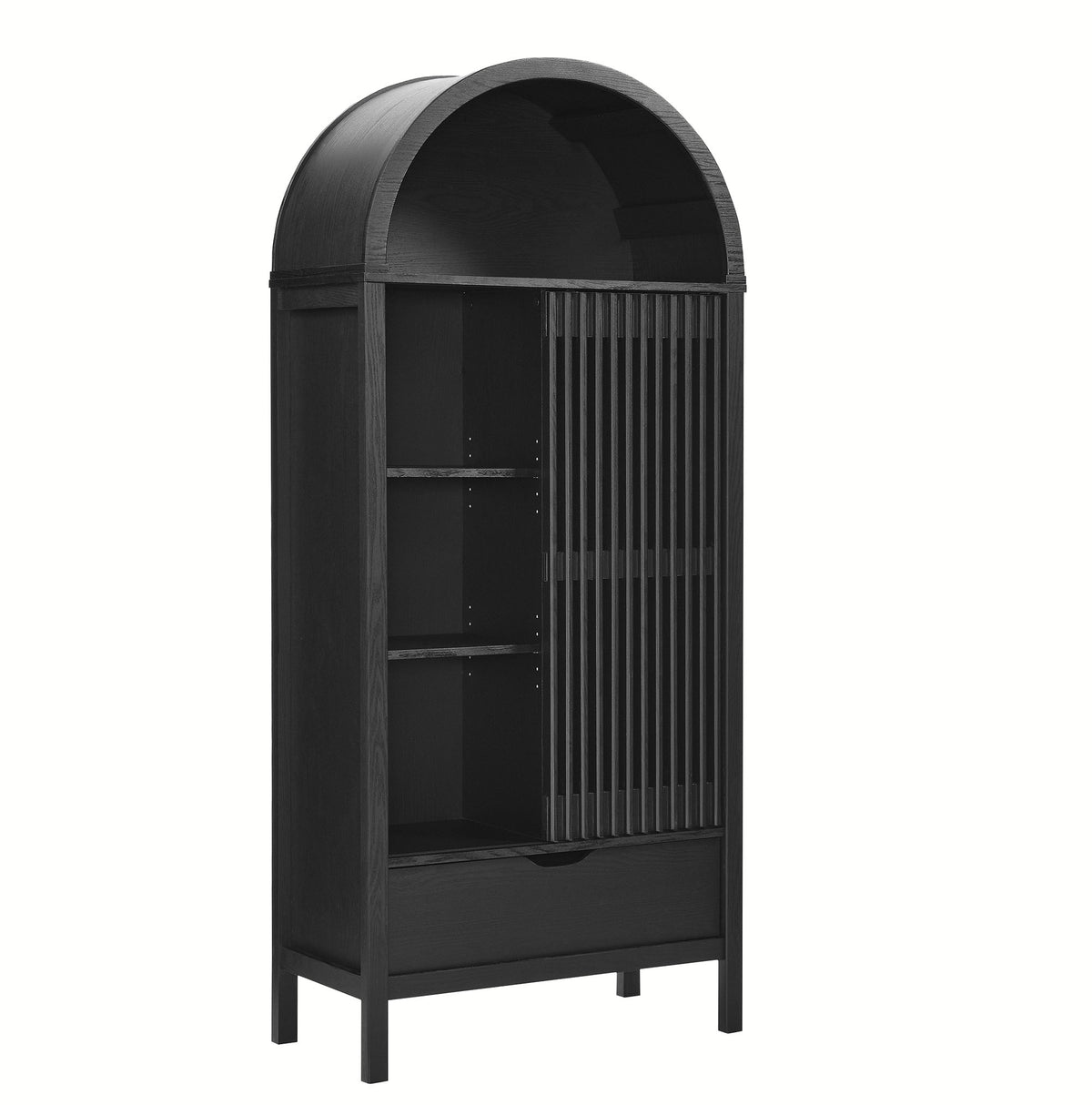 Vaughn 71" Arched Storage Display Cabinet - Black