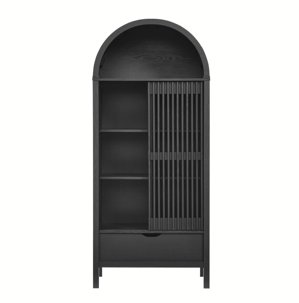 Vaughn 71" Arched Storage Display Cabinet - Black