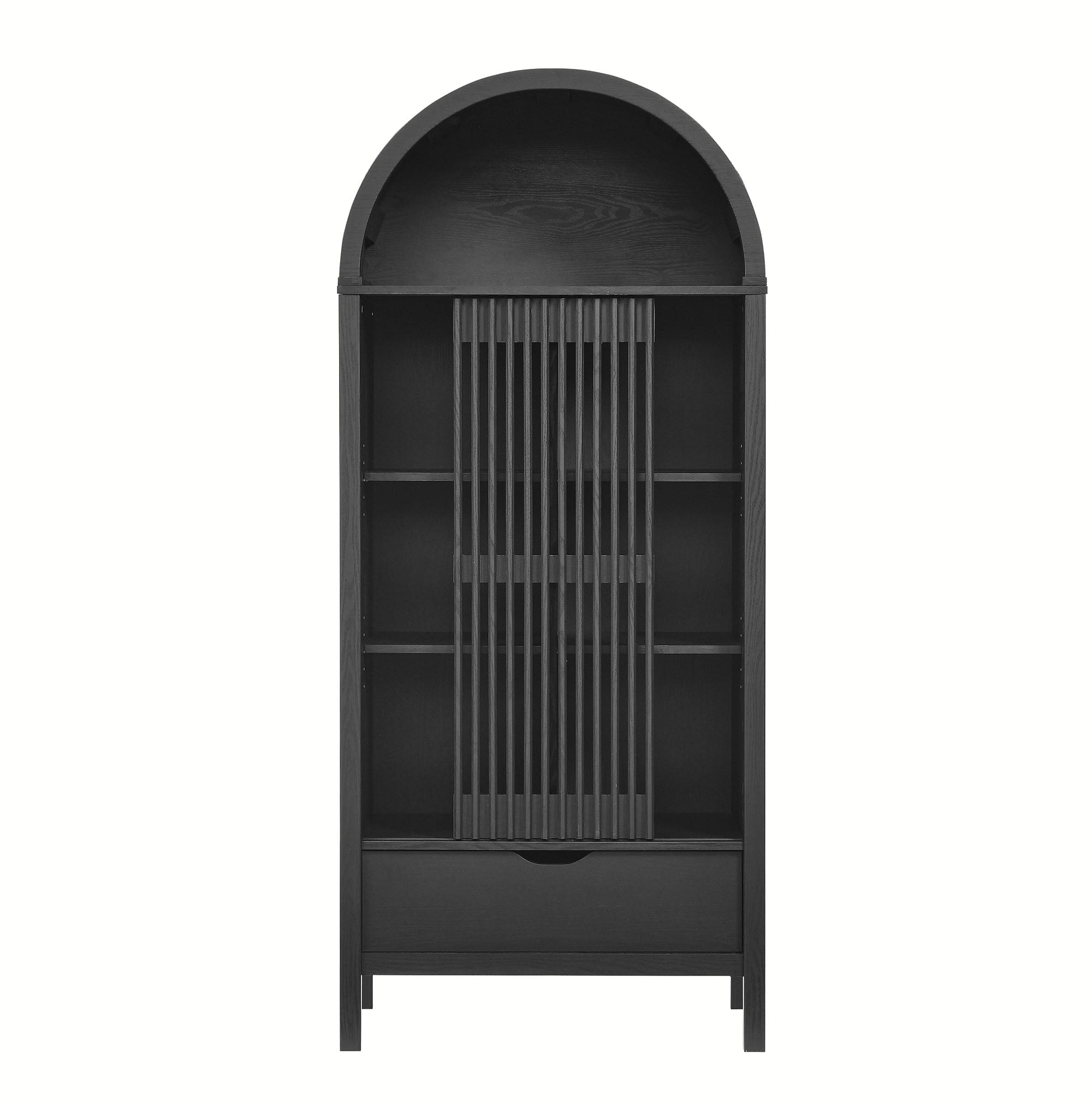 Vaughn 71" Arched Storage Display Cabinet - Black
