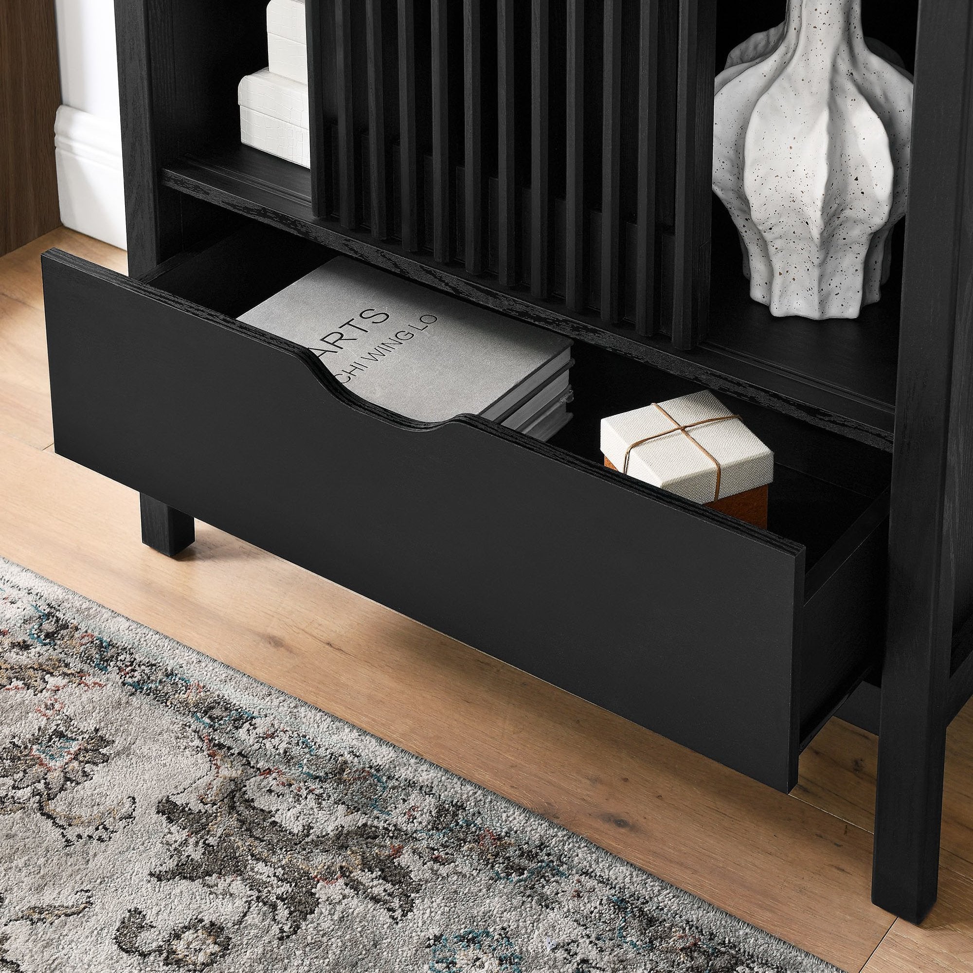 Vaughn 71" Arched Storage Display Cabinet - Black