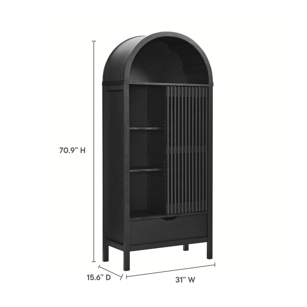 Vaughn 71" Arched Storage Display Cabinet - Black