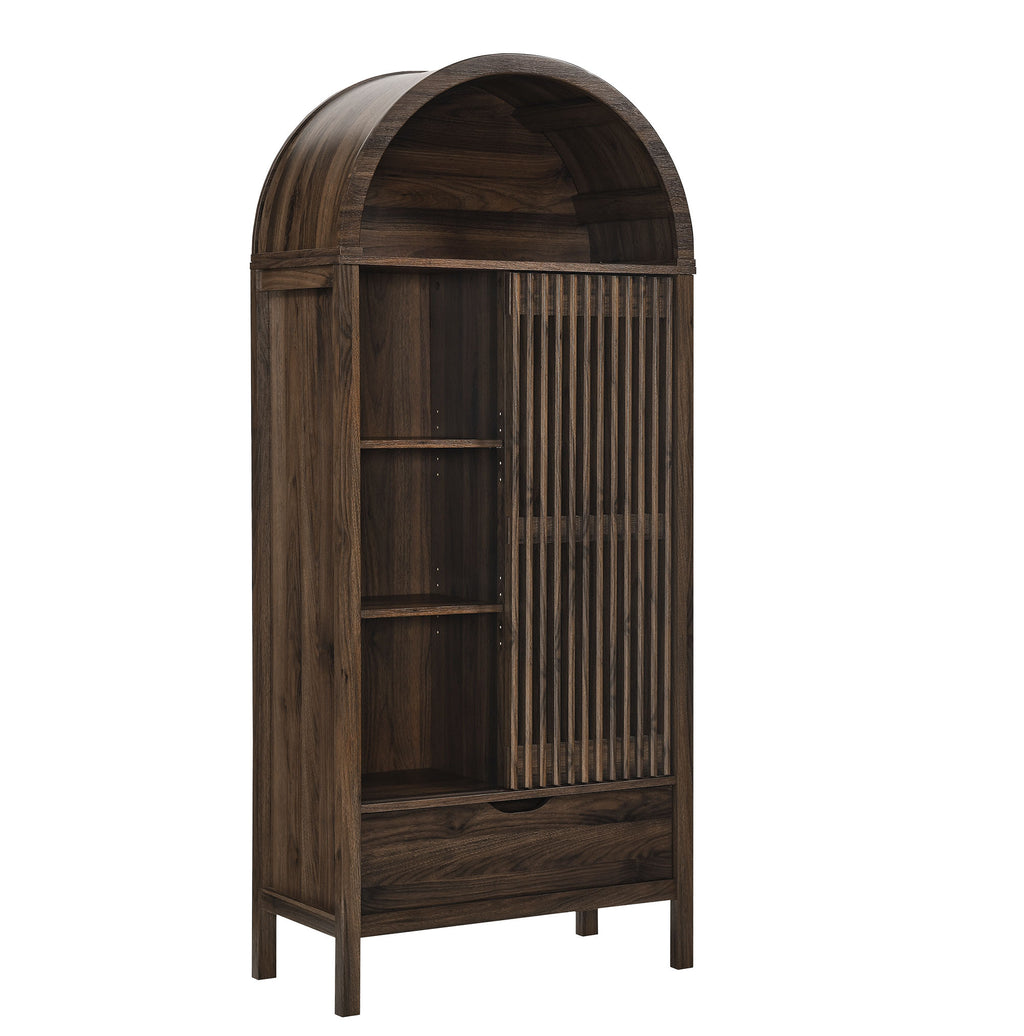 Vaughn 71" Arched Storage Display Cabinet - Walnut