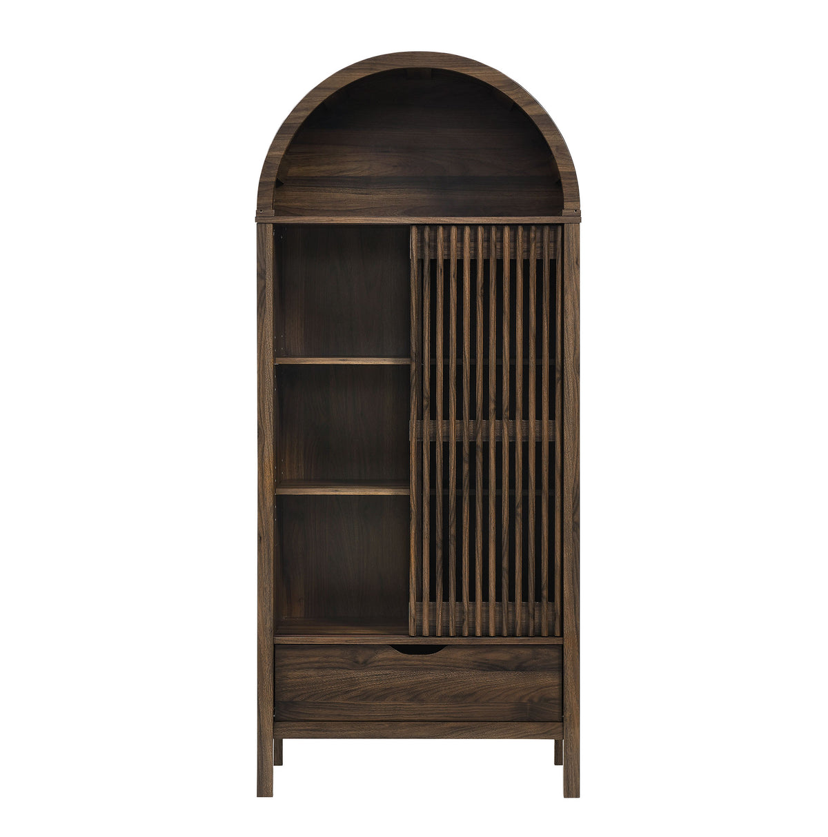 Vaughn 71" Arched Storage Display Cabinet - Walnut
