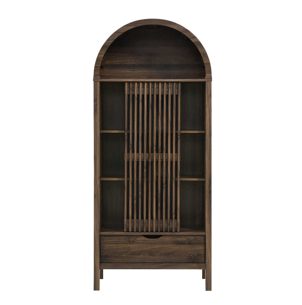 Vaughn 71" Arched Storage Display Cabinet - Walnut