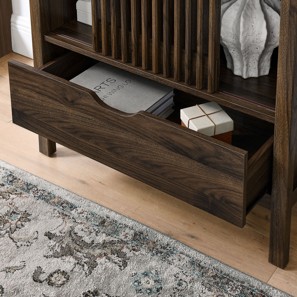 Vaughn 71" Arched Storage Display Cabinet - Walnut