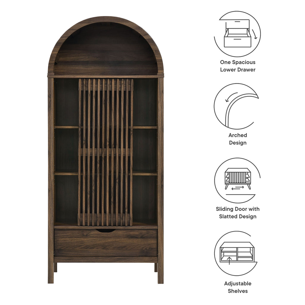 Vaughn 71" Arched Storage Display Cabinet - Walnut