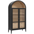 Nolan 74" Tall Wide Arched Storage Display Cabinet - Black Oak