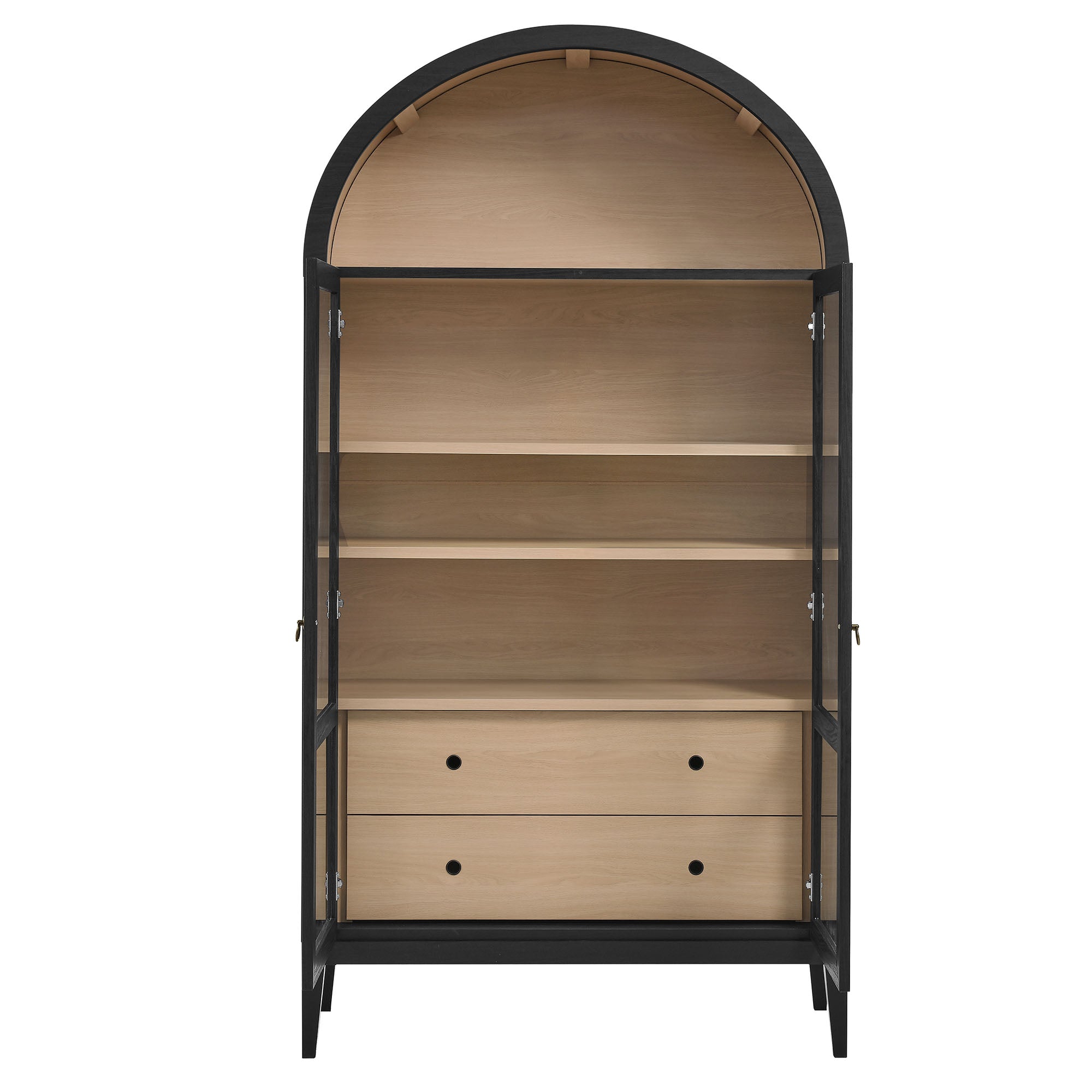 Nolan 74" Tall Wide Arched Storage Display Cabinet - Black Oak