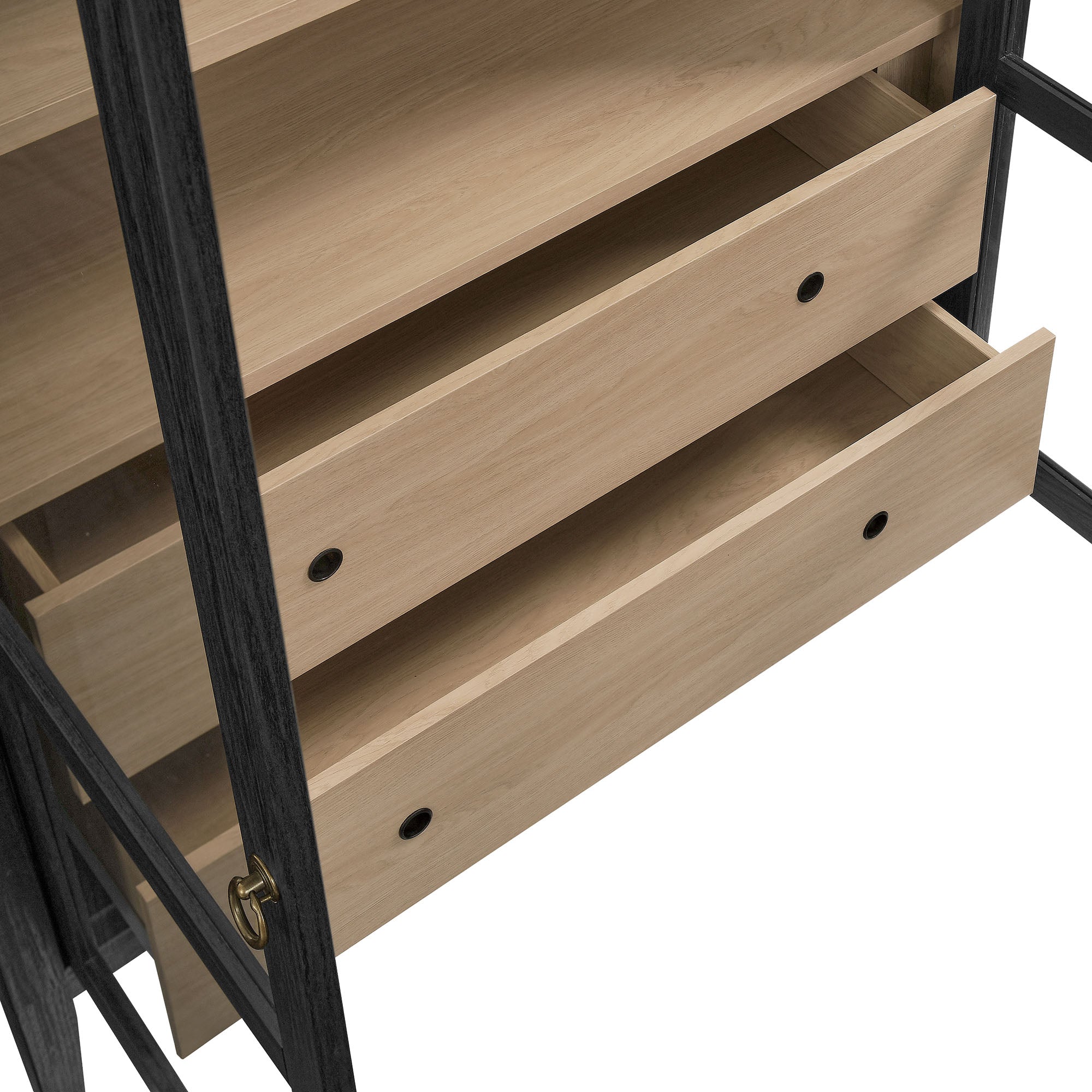 Nolan 74" Tall Wide Arched Storage Display Cabinet - Black Oak