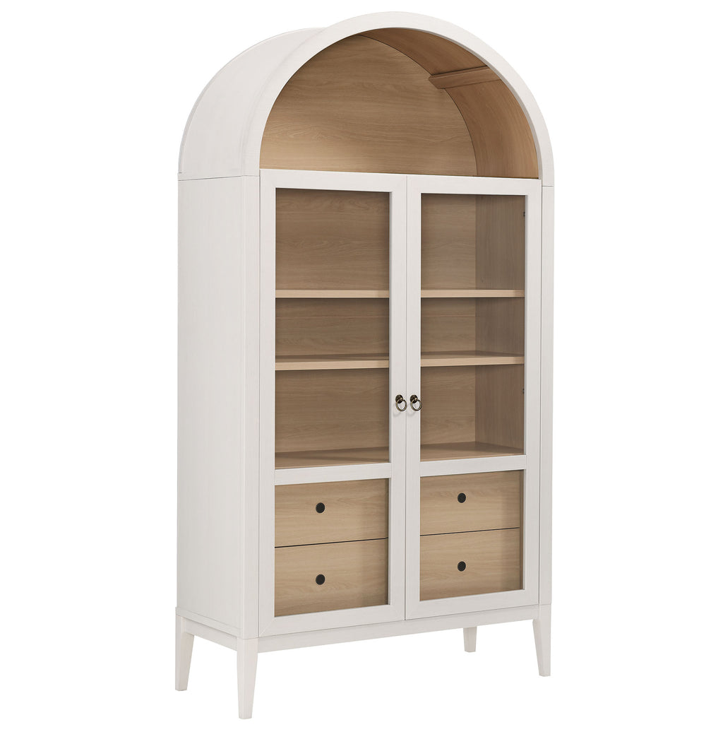 Nolan 74" Tall Wide Arched Storage Display Cabinet - Ivory Oak
