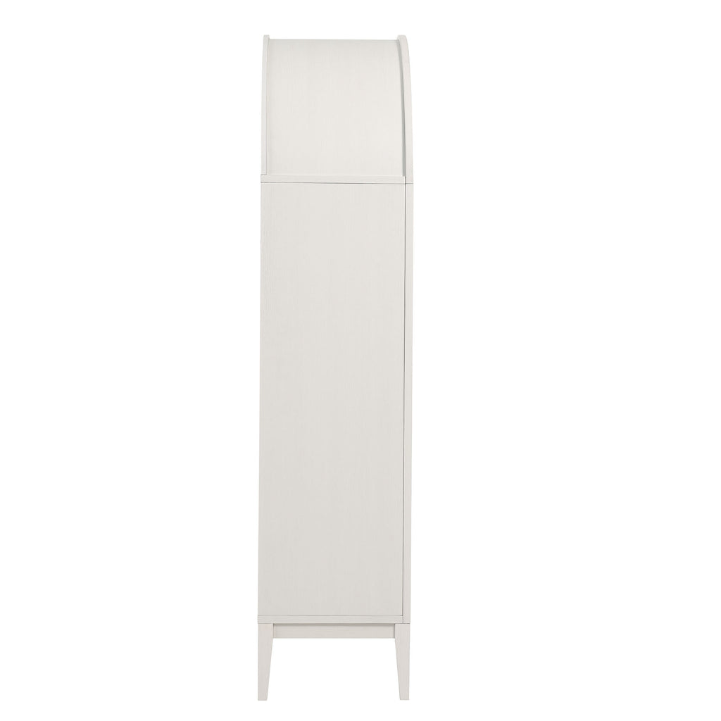 Nolan 74" Tall Wide Arched Storage Display Cabinet - Ivory Oak