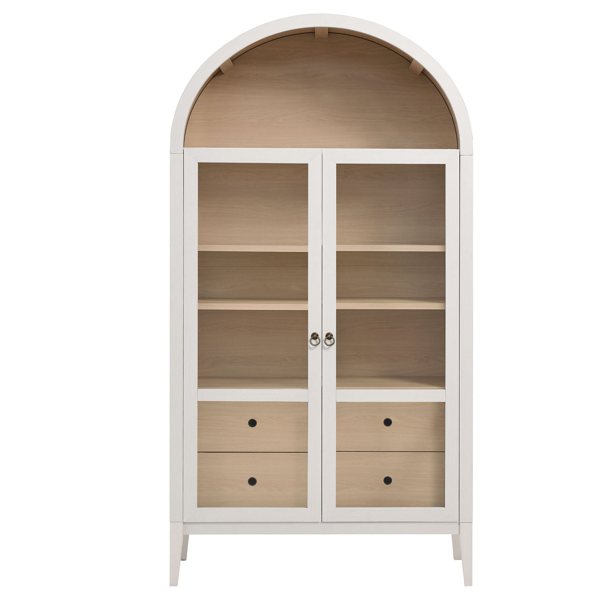 Nolan 74" Tall Wide Arched Storage Display Cabinet - Ivory Oak