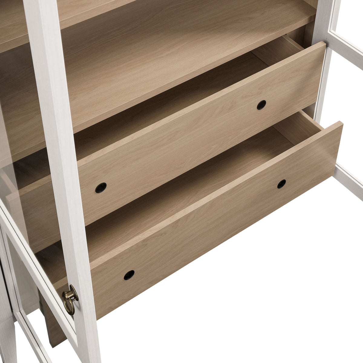 Nolan 74" Tall Wide Arched Storage Display Cabinet - Ivory Oak