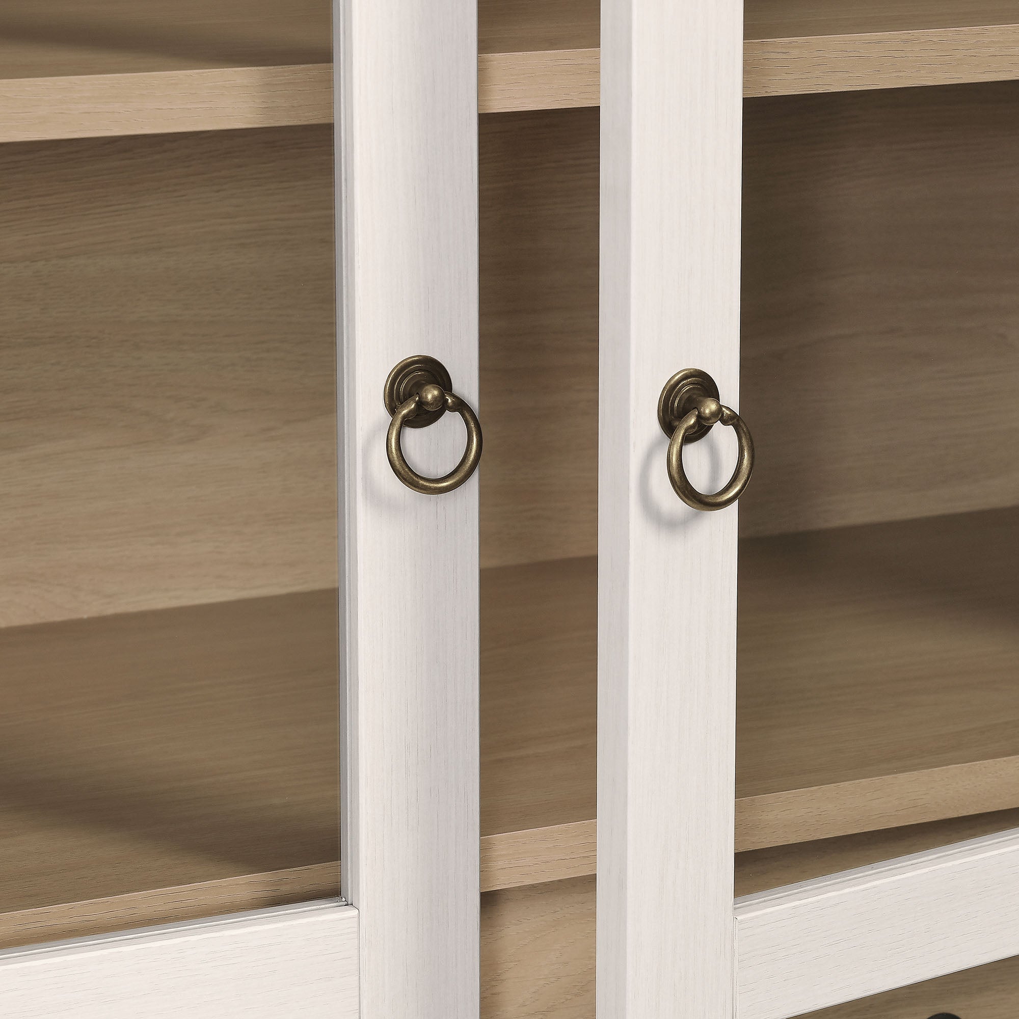 Nolan 74" Tall Wide Arched Storage Display Cabinet - Ivory Oak