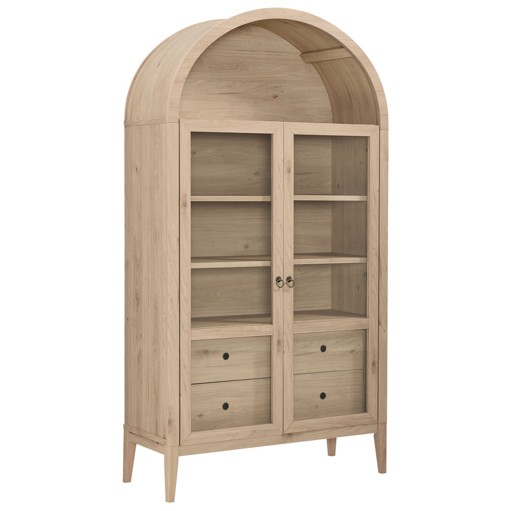 Nolan 74" Tall Wide Arched Storage Display Cabinet - Light Oak