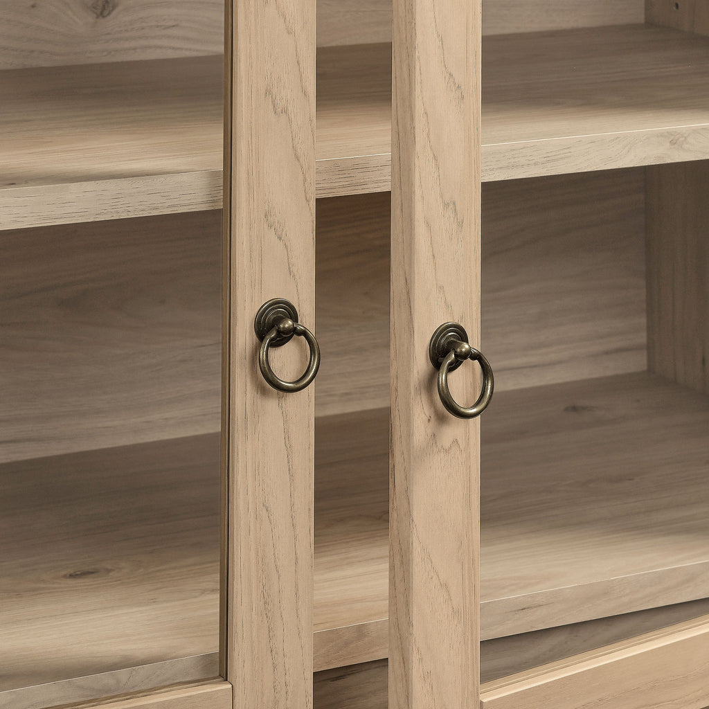 Nolan 74" Tall Wide Arched Storage Display Cabinet - Light Oak
