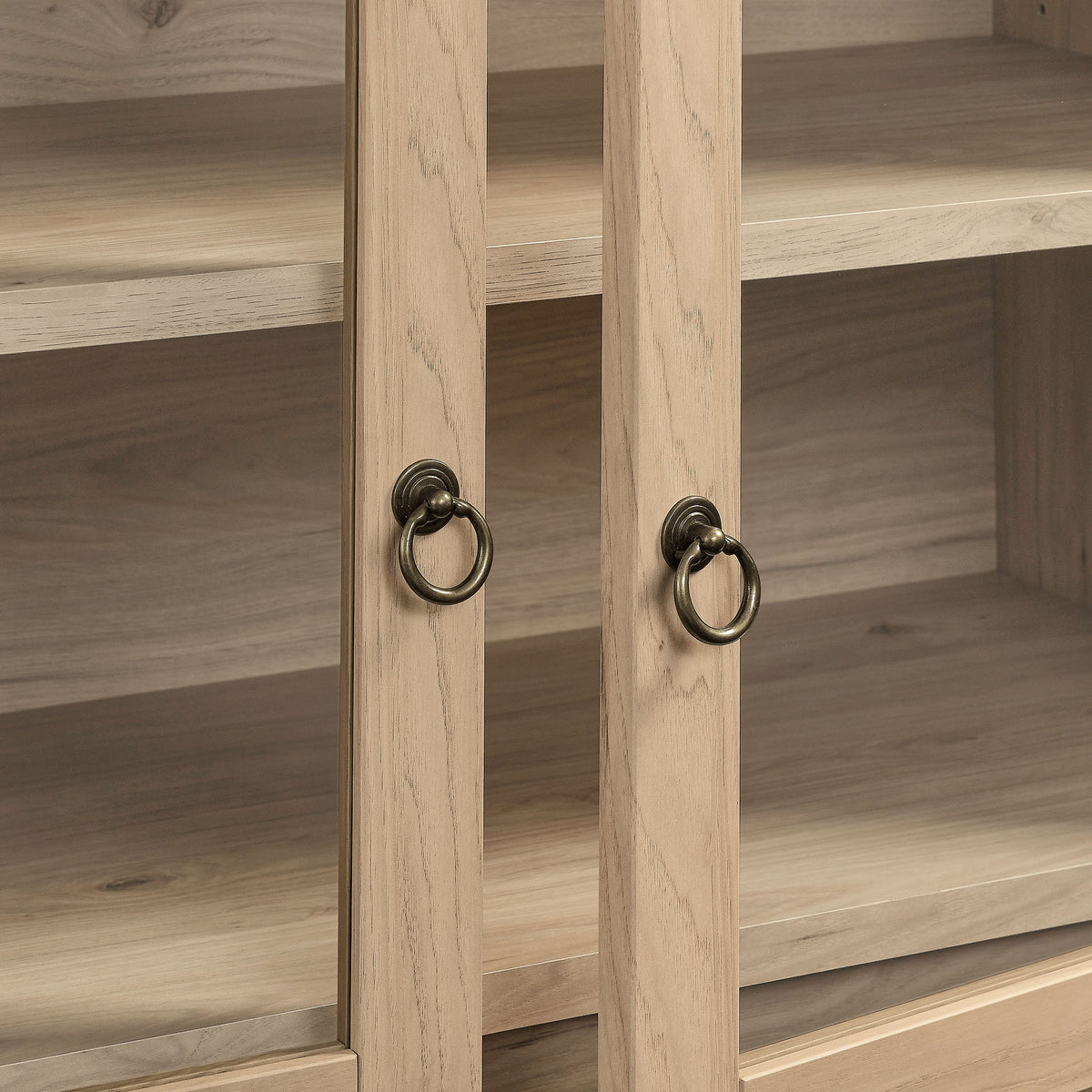 Nolan 74" Tall Wide Arched Storage Display Cabinet - Light Oak