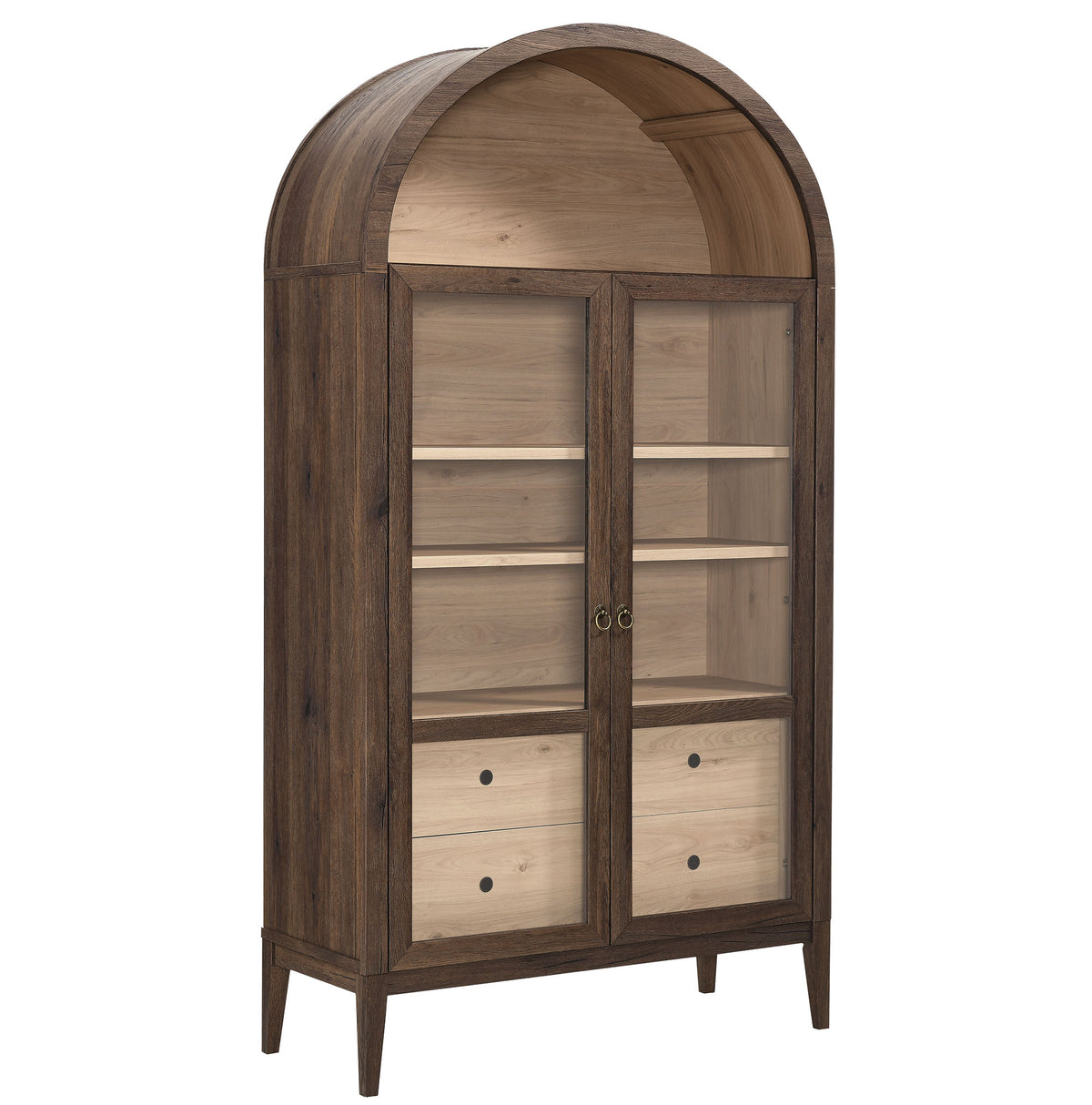 Nolan 74" Tall Wide Arched Storage Display Cabinet - Walnut Light Oak