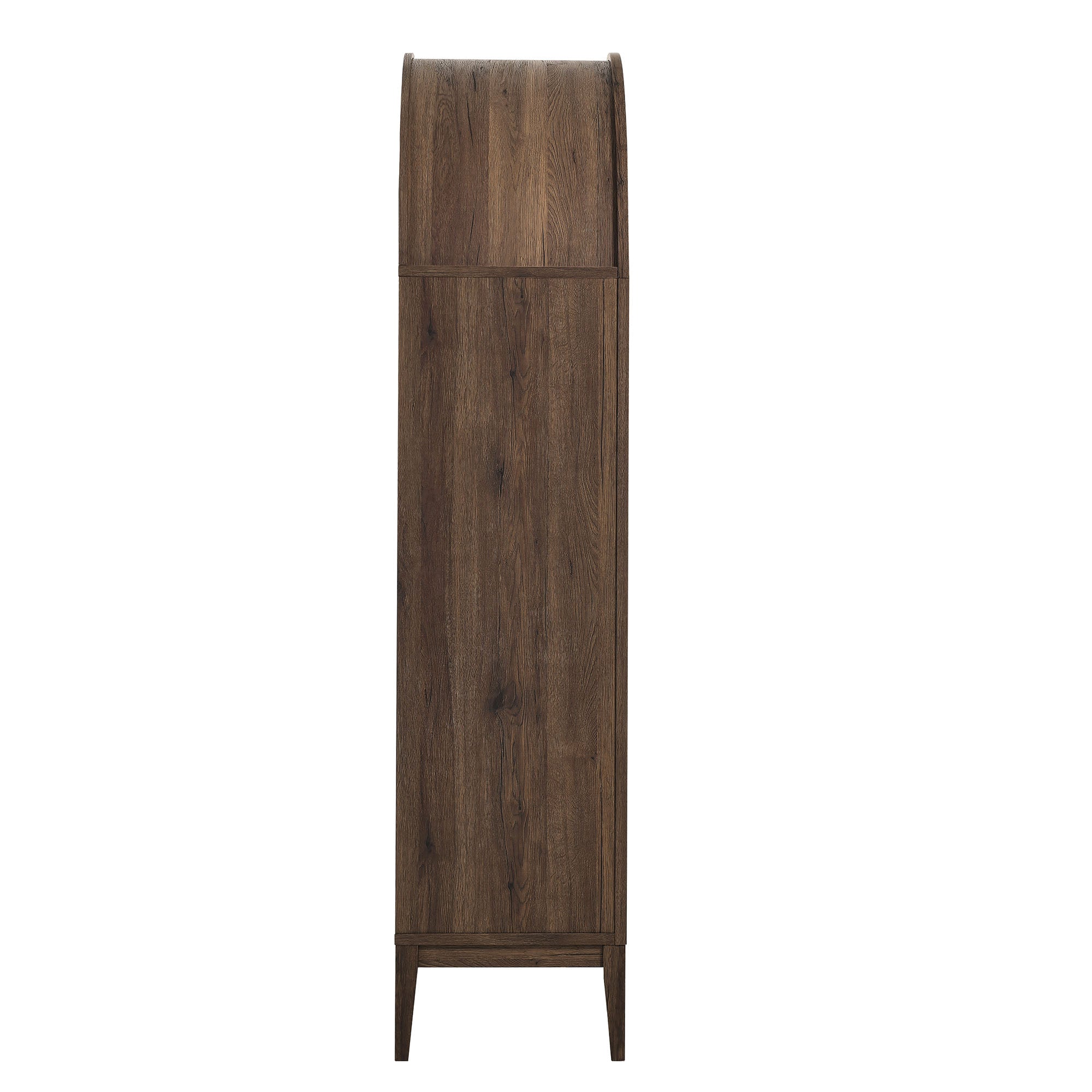 Nolan 74" Tall Wide Arched Storage Display Cabinet - Walnut Light Oak