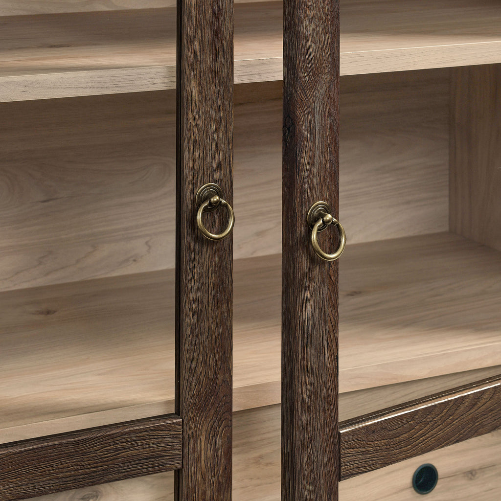 Nolan 74" Tall Wide Arched Storage Display Cabinet - Walnut Light Oak