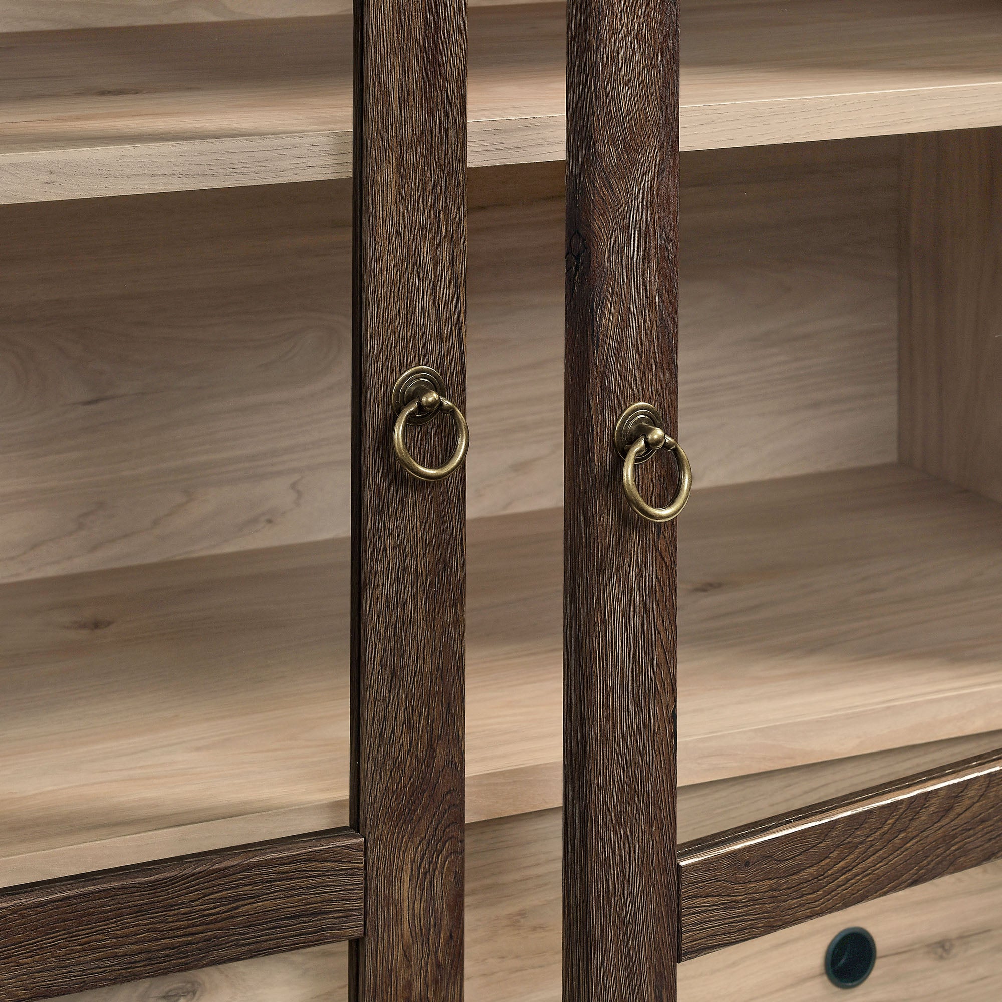 Nolan 74" Tall Wide Arched Storage Display Cabinet - Walnut Light Oak