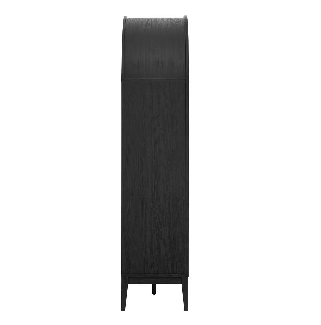 Nolan 74" Tall Wide Arched Storage Display Cabinet Bookshelf - Black Oak