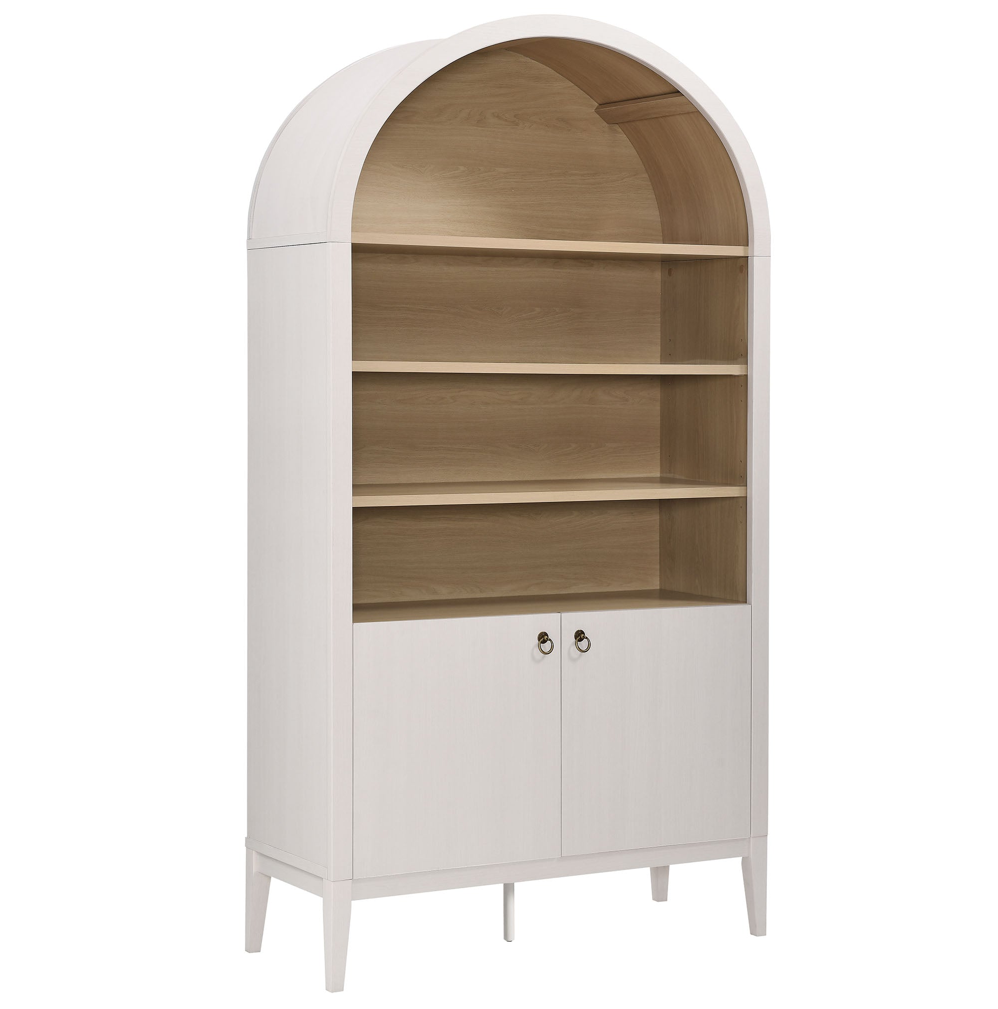 Nolan 74" Tall Wide Arched Storage Display Cabinet Bookshelf - Ivory Oak