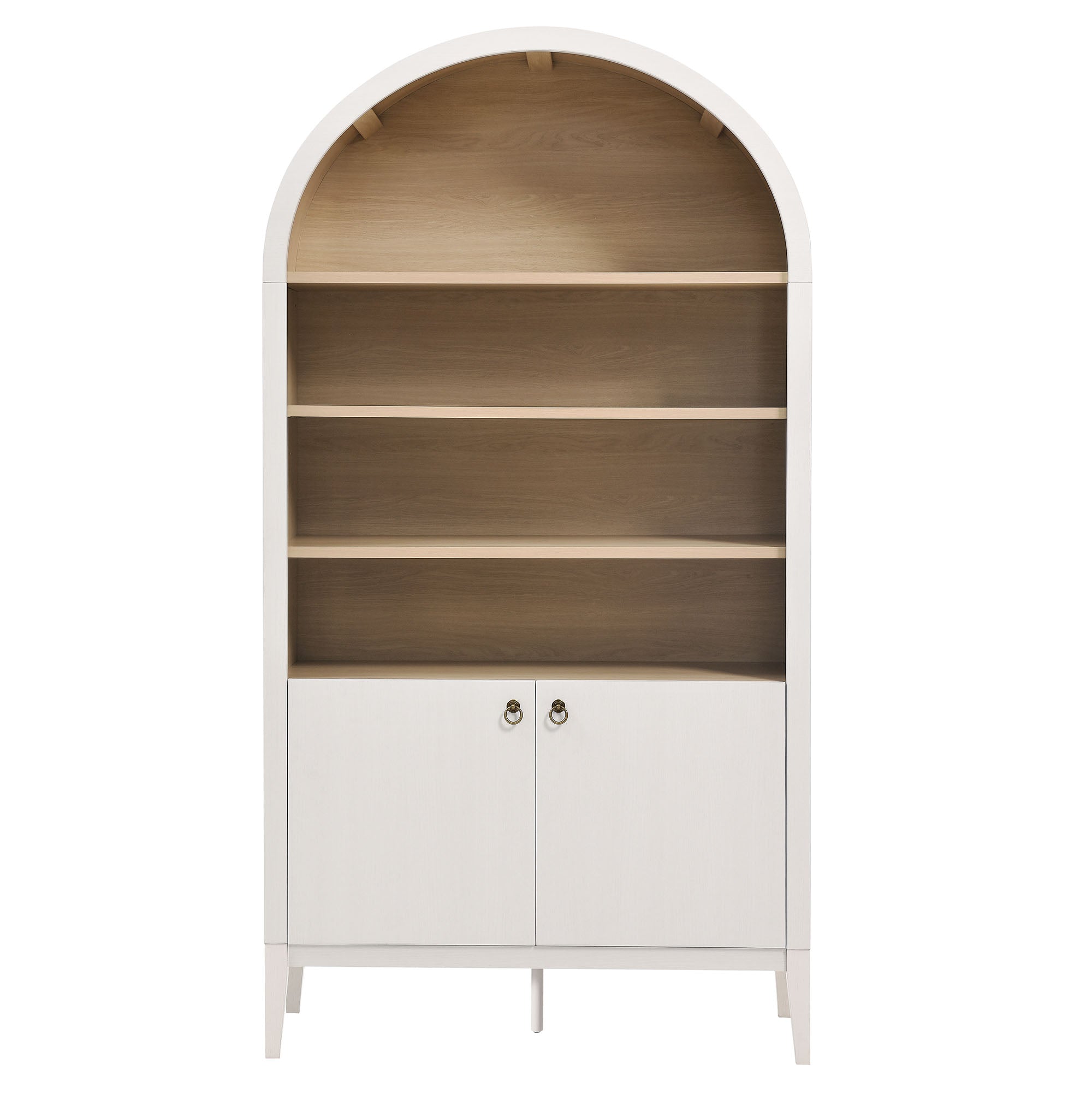 Nolan 74" Tall Wide Arched Storage Display Cabinet Bookshelf - Ivory Oak