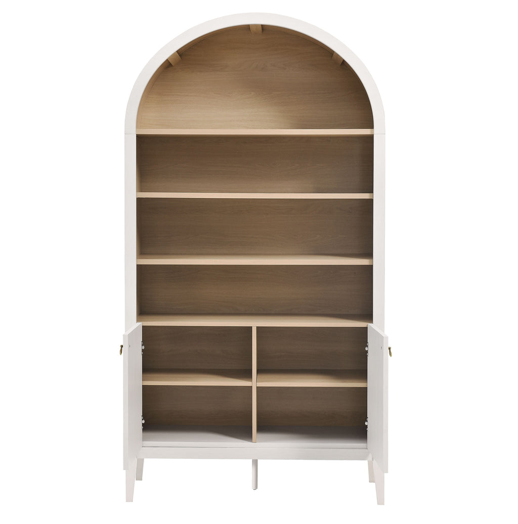 Nolan 74" Tall Wide Arched Storage Display Cabinet Bookshelf - Ivory Oak