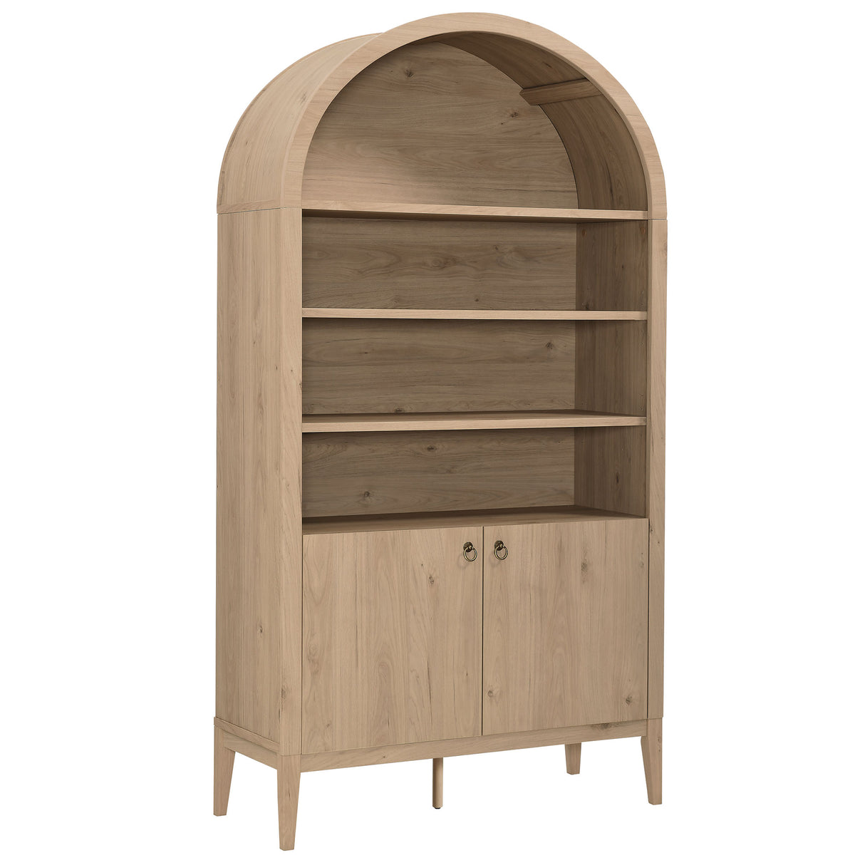 Nolan 74" Tall Wide Arched Storage Display Cabinet Bookshelf - Light Oak