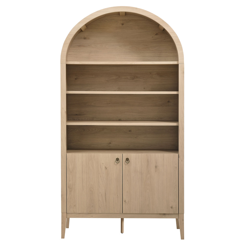 Nolan 74" Tall Wide Arched Storage Display Cabinet Bookshelf - Light Oak