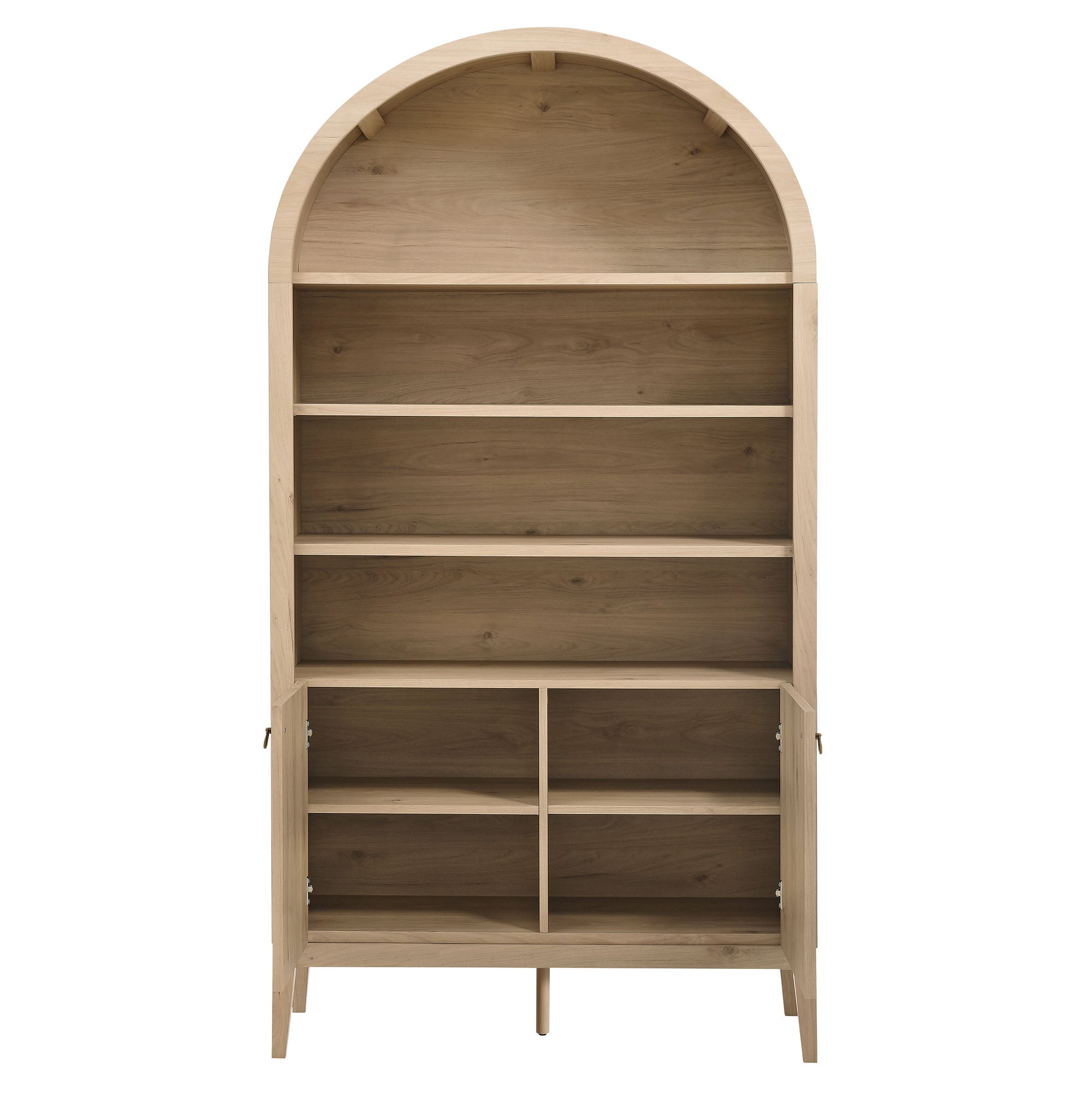 Nolan 74" Tall Wide Arched Storage Display Cabinet Bookshelf - Light Oak
