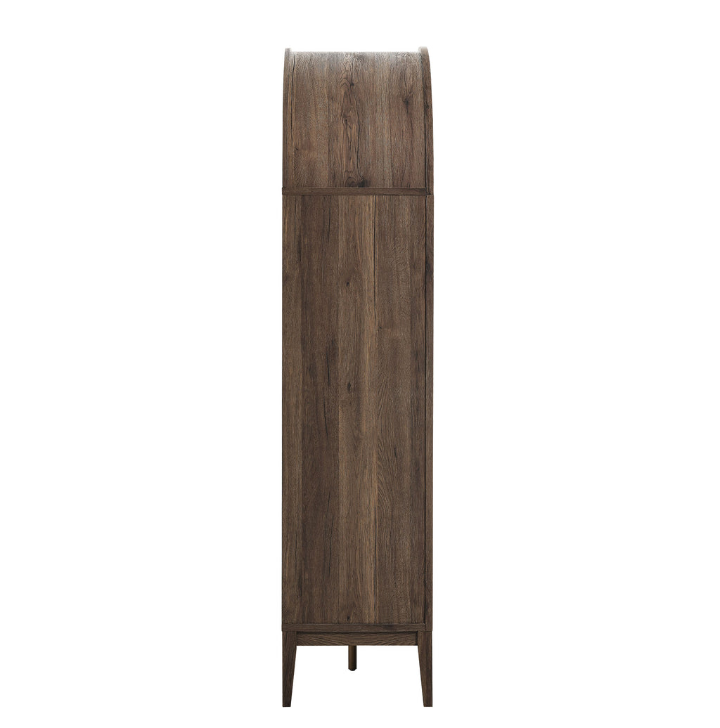 Nolan 74" Tall Wide Arched Storage Display Cabinet Bookshelf - Dark Walnut
