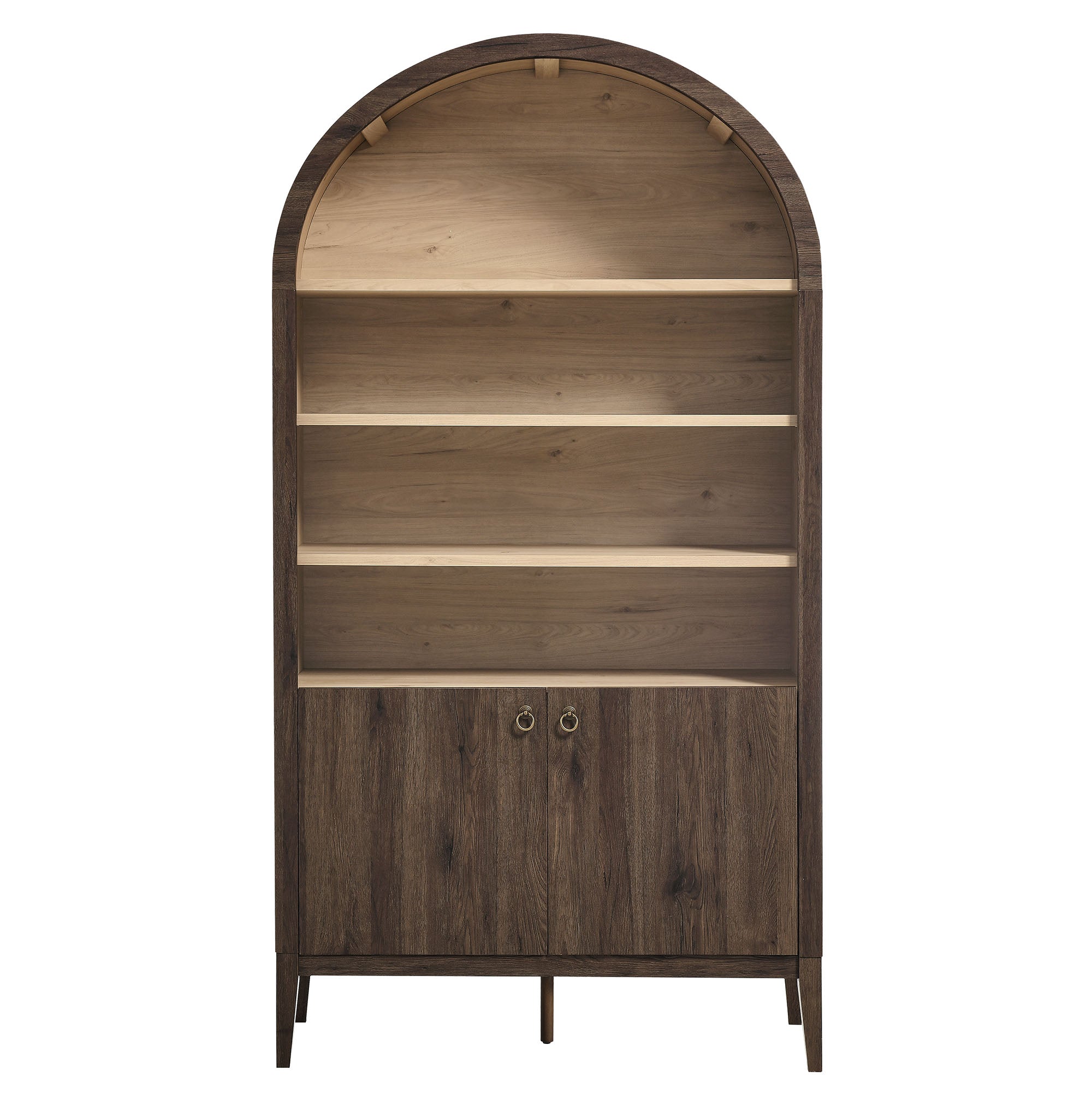 Nolan 74" Tall Wide Arched Storage Display Cabinet Bookshelf - Dark Walnut