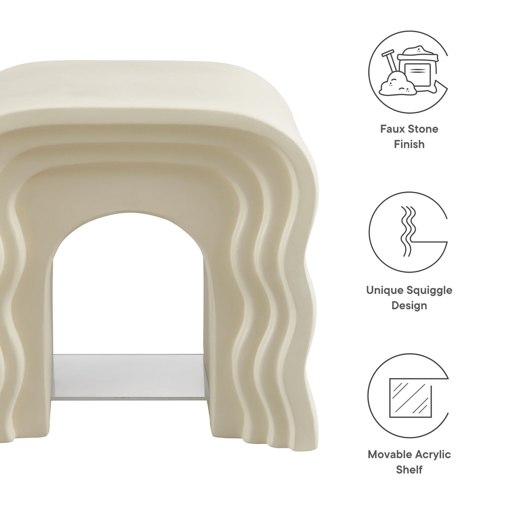 Jorin Squiggle Side Table - Ivory