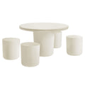 Brion Indoor - Outdoor Patio Concrete 5 Piece Dining Table Set - White