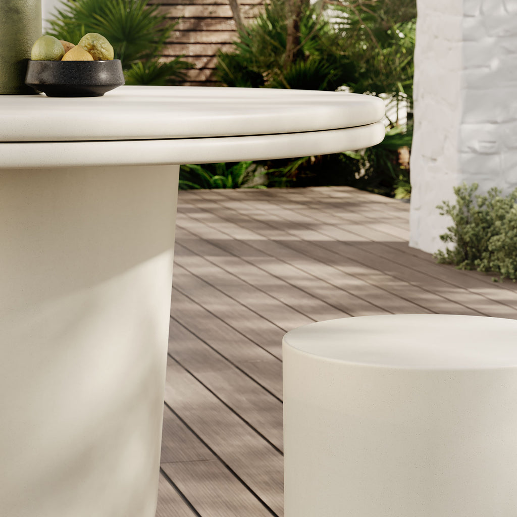 Brion Indoor - Outdoor Patio Concrete 5 Piece Dining Table Set - White