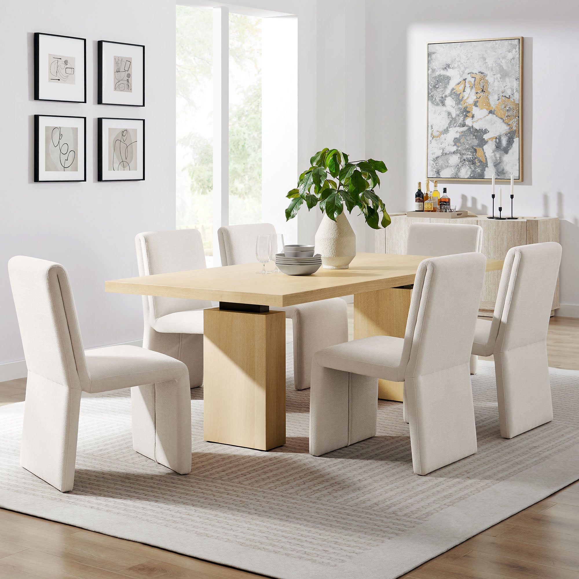 Piston 82" Rectangular Wood Dining Table - Natural