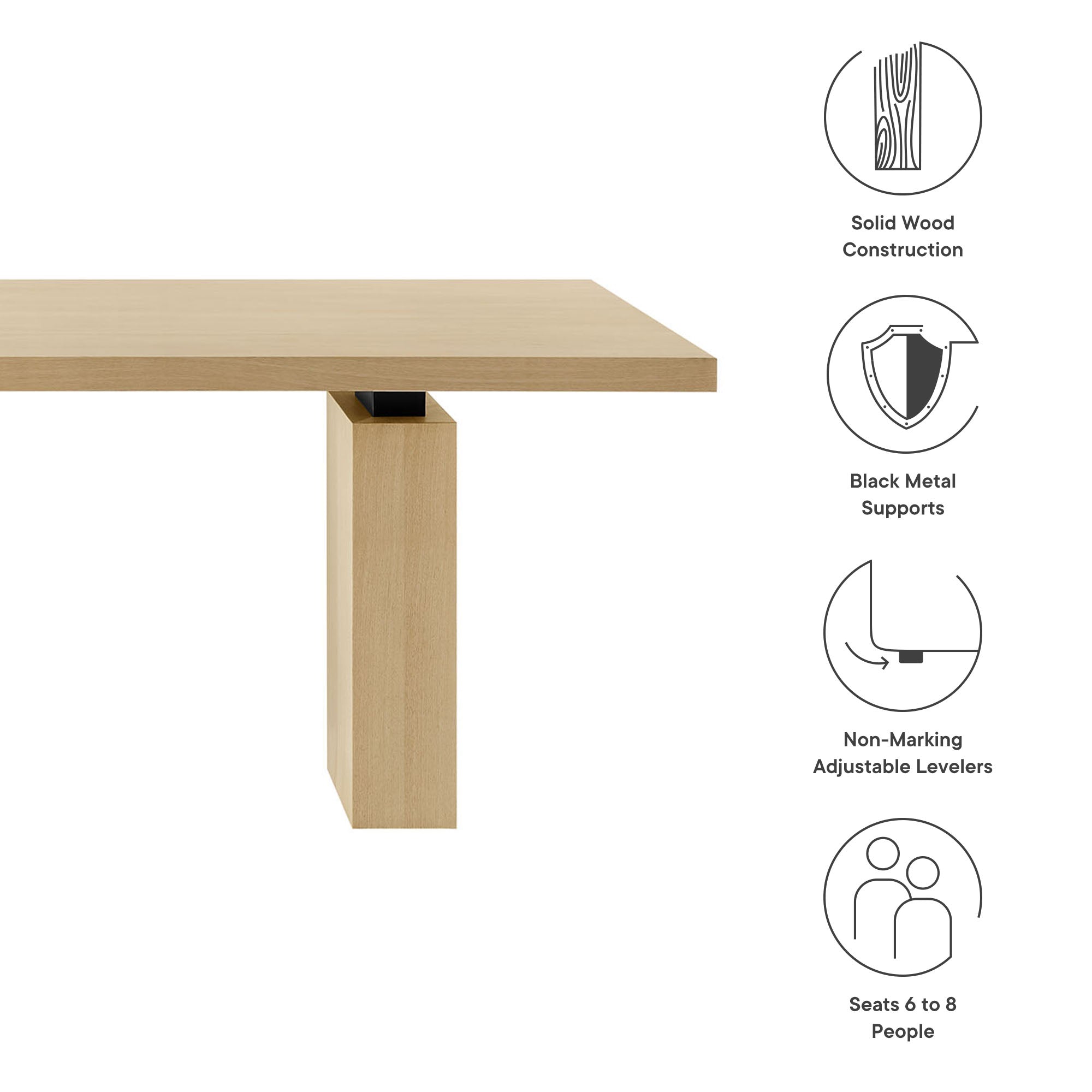Piston 82" Rectangular Wood Dining Table - Natural