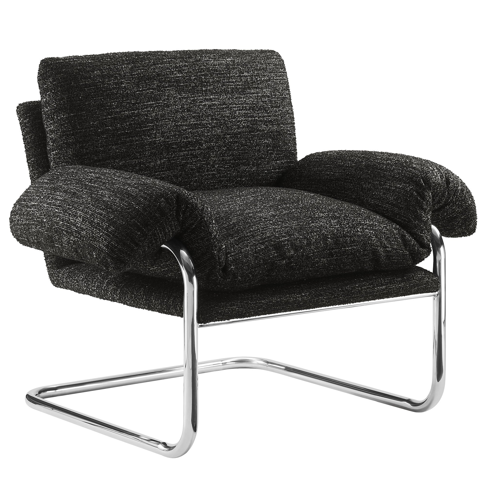 Ansel Boucle Fabric Accent Chair - Charcoal
