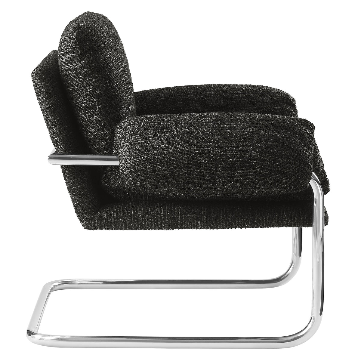 Ansel Boucle Fabric Accent Chair - Charcoal