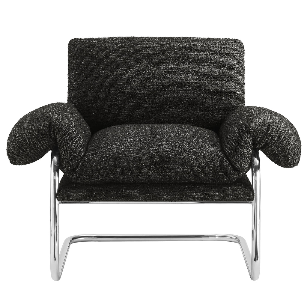 Ansel Boucle Fabric Accent Chair - Charcoal