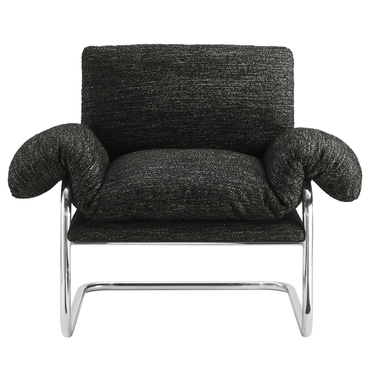 Ansel Boucle Fabric Accent Chair - Charcoal