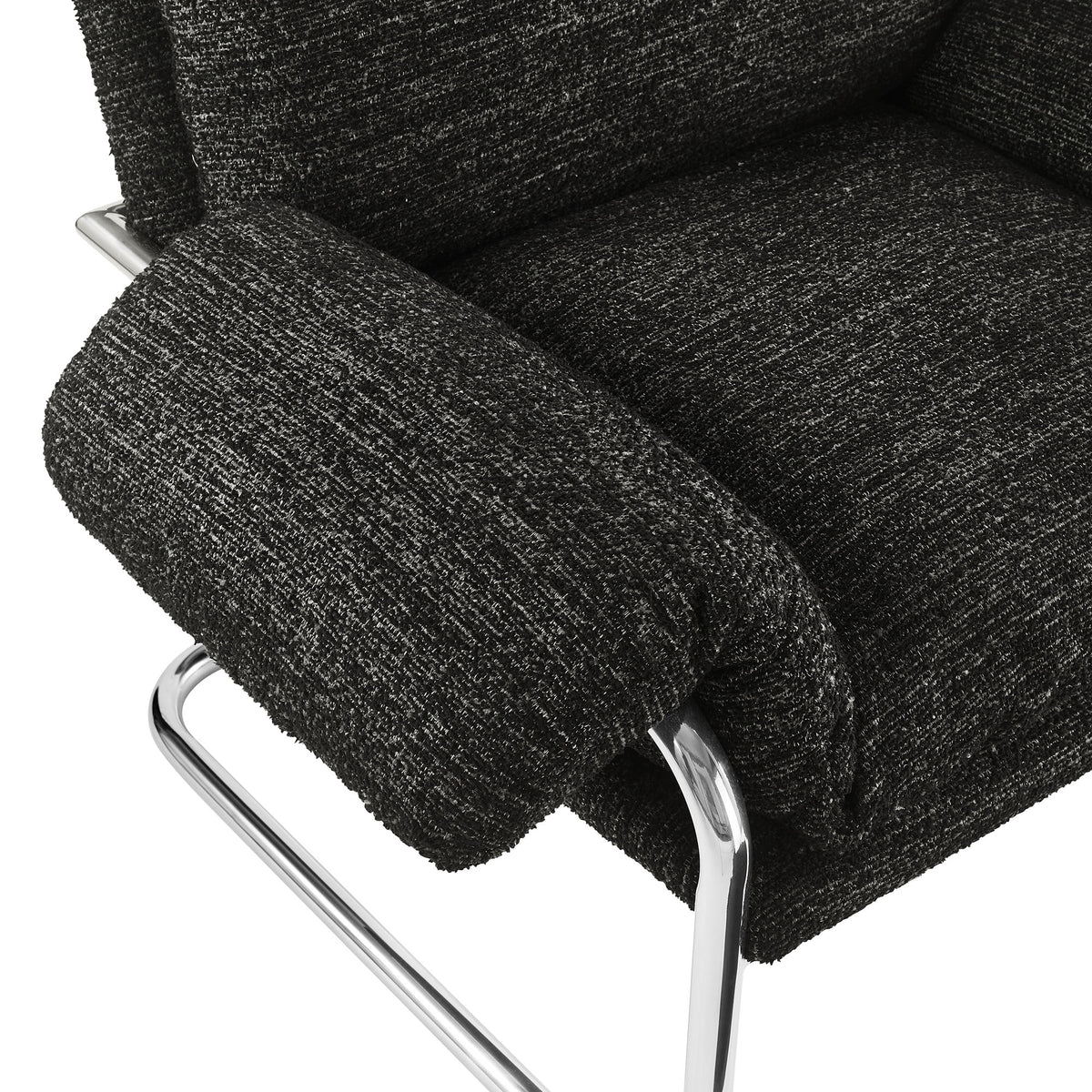 Ansel Boucle Fabric Accent Chair - Charcoal